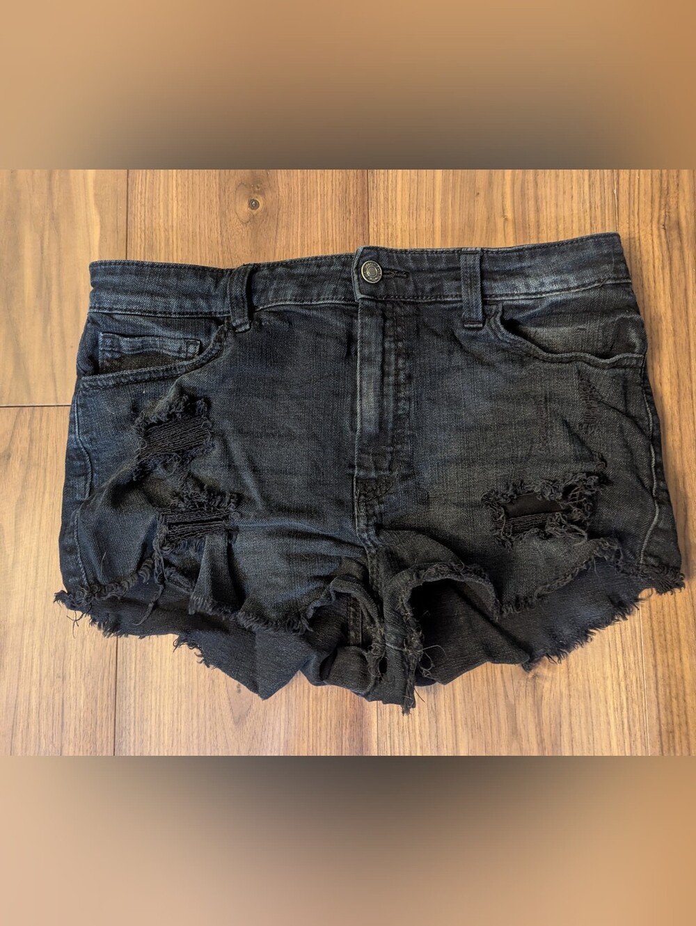 Studip Blue Black Distressed Denim Shorts Size US 30